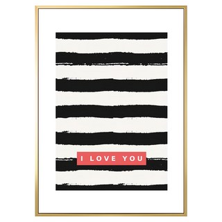 菠蘿選畫所 愛 I Love U 掛畫 APLS4624G, 59.4 x 42cm, 金色 - 告白裝飾畫