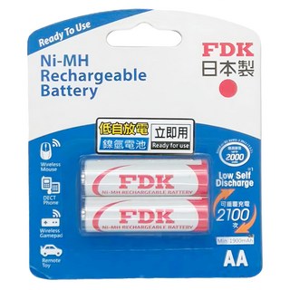 FDK 3號低自放電鎳氫充電電池 AA 2100mAh, 2個裝, 1組