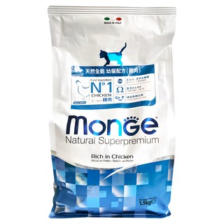 MonGe 瑪恩吉 天然全能 幼貓配方 乾糧, 雞肉, 1.5kg, 1袋