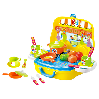 17mall 手提廚房 有輪子, 38.4 x 26.2 x 24.8cm, 混色, 1組, 黃色 + 綠色 + 橘色