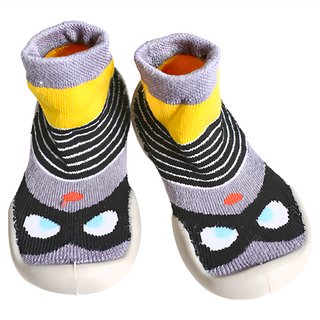 可愛止滑膠底透氣 寶寶學步鞋 24-25公分 安全止滑, 1入, 眼鏡超人 黑色 + 灰色 + 黃色