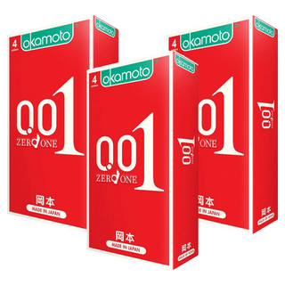 okamoto 岡本 衛生套 001 ZERO ONE 52mm, 4個, 3盒