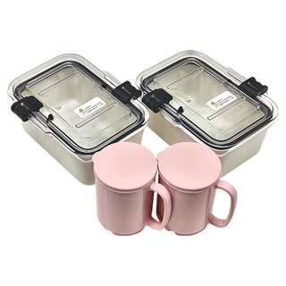 prepara 沛樂生活 4號食物保鮮盒 + 甜甜粉色牛奶杯, 1組