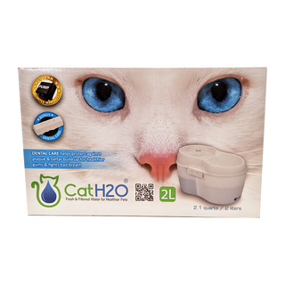 CatH2O 有氧濾水機, 2L, 新鮮過濾寵物飲水機, H2O, 全白, 1個
