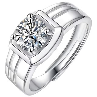 CF Diamond 男戒 莫桑鑽，頂級鑽石 D色 FL淨度 3EX切工, 簡約 D0209, 1克拉, 1個