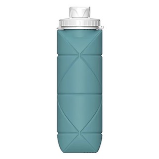食品級矽膠摺疊運動水壺 好攜帶 輕量135g, 藍綠色, 600ml, 1個