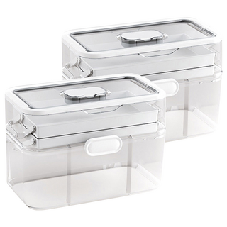 透明醫藥箱 大號 奶白 855g, 2個