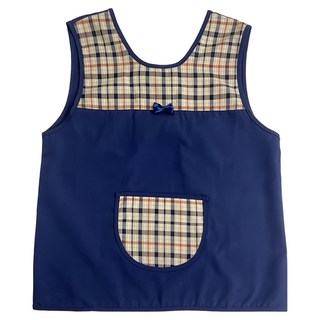 日系小蝴蝶結網格款輕便圍兜 -8號, 深藍色, 1件, 1件
