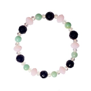 頂級天河石黑琉璃水晶手鍊, 四色水晶玉石, 5g