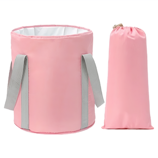 高筒帶蓋贈收納袋 粉色 便攜可折疊足浴袋, 1個