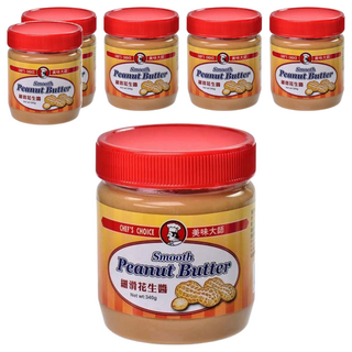 CHEF'S CHOICE 美味大師 細滑花生醬 340g 花生香濃 真材實料 口感綿密 濃郁 香滑 全素可食, 6罐