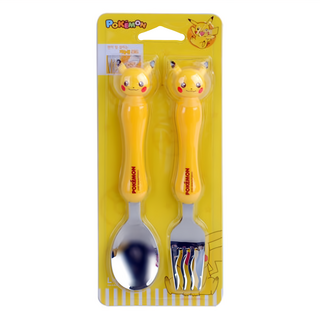 POKEMON 精靈寶可夢 立體湯叉組, 304不鏽鋼, ABS材質, 皮卡丘, 湯匙 + 叉子, 1組