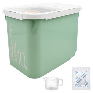 LocknLock 樂扣樂扣 米桶組 米桶10kg+量杯+防潮乾燥劑, 綠色, 1個