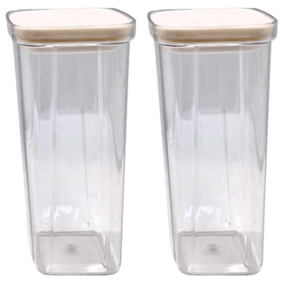 真空旋扣式密封罐 白蓋 + 透明罐 時尚白, 2個, 2 個容器 + 2 個蓋子