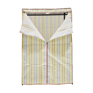 dayneeds 日需百備 輕型三層單桿衣櫥 含防塵布套 1組, 黑色 + 直條紋