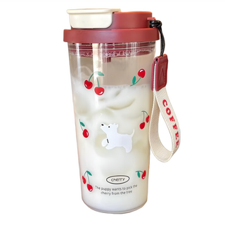 BOACUP 櫻桃小狗 雙飲杯, 紅色, 600ml, 1個