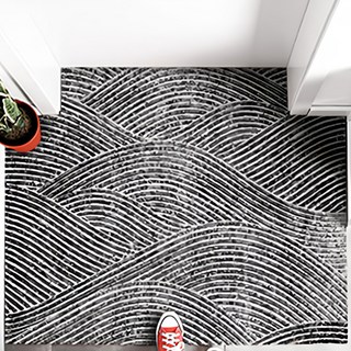 好物良品 藝術系剪裁陽台玄關絲圈刮泥地墊 120 x 60cm, 枯山水, 1個