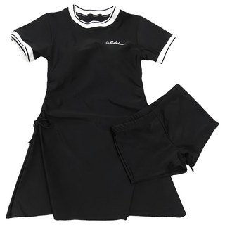 愛北鼻 韓國INS學生連體泳衣 M 黑色字母 時尚顯瘦