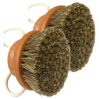 fA brushes 森詠木香 圓形馬毛植纖身體按摩刷, 2個, 棕色, 1入