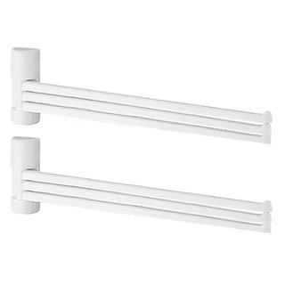 KM 黏膠旋轉多桿毛巾掛架/抹布架 白色 30.5 x 11 x 3.6cm 廚房浴室收納, 2支