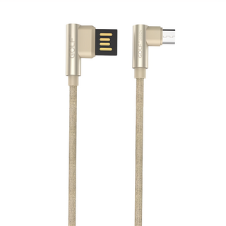 GOLF 雙面USB 轉 Type-C 90度轉角 布藝編織快充線, 1m, 金色, 1條