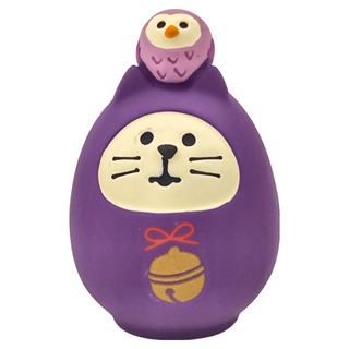 Concombre Decole福氣招財 正版手辦貓咪玩具 裝飾桌面潮玩擺件禮物 紫色達摩, 1個