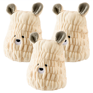 小麥購物 動物乾髮帽 Y577 59g, 米色熊熊, 3個