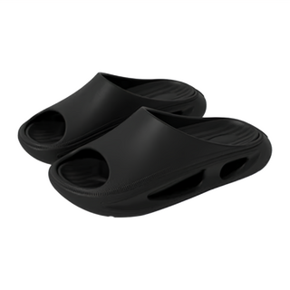鏤空減震舒壓運動拖鞋, 黑色, 260~265mm
