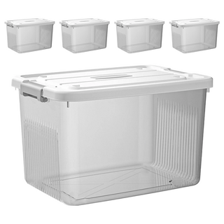 BangJiaShi 幫家適 掀蓋式透明收納箱, 透灰, 5個