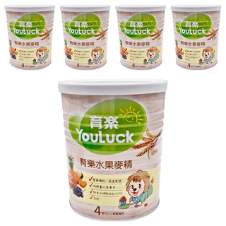 YouLuck 育樂 水果麥精 280g*5罐, 寶寶副食品, 營養豐富, 促進食慾, 水果