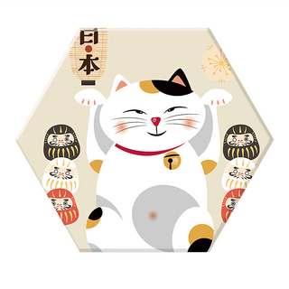 E.B.MADE 招財貓珪藻土杯墊, 1個, 日本福神