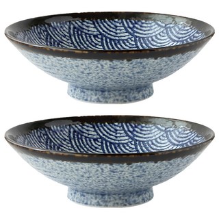 JUST HOME 日本製藍彩浪紋9.5吋拉麵碗2件組, H5727-21, 1組