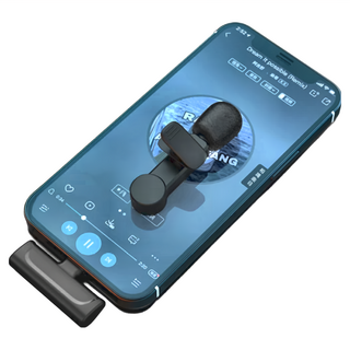 ANTIAN 無線領夾手機直播麥克風 蘋果/安卓直播K歌專業降噪話筒 Lightning接口, 521AT2CC4-LBK, 黑色