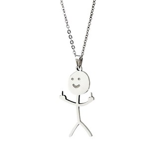 趣味火柴不鏽鋼項鍊 全新風格, 銀色, 4.1 x 2.3cm