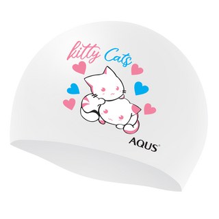 AQUS Kitty Cats 矽膠泳帽 AC26A21, 1個, 白色