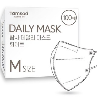 Tamsaa 日常鳥嘴型立體口罩 韓國製 M號 100片 白色 成人口罩, 1盒