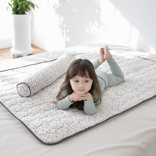 Ahtty Blanc 兒童棉質防水睡墊, 白底兔子款, 1入