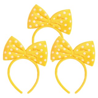 可愛圓點蝴蝶結髮帶, 黃色, 3個