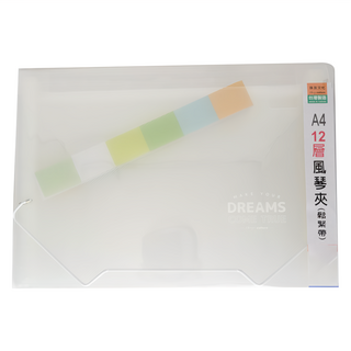 珠友文化 風琴夾 Set 12層 A4 夢幻夾 (鬆緊帶) 透明, 1個