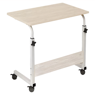 簡約升降可移動邊桌, 加大桌面 鋼管烤漆 MOF纖維板 萬向轉輪, 高雅木