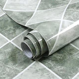 WA. WALL ART 拋光大理石自黏防水壁紙 灰色菱格 PVC材質, 60 x 300cm