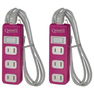 Tyson 太順電業 QPOWER 2孔1開4插延長線插座 TS-214B 過載保護, 1.8m, 洋紅色, 2條