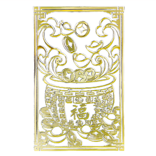 財神小舖 多福聚寶盆 開運金屬貼, 1張