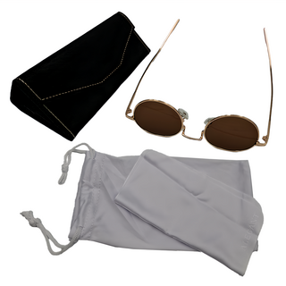 ALEGANT 歐美度假風圓框造型墨鏡，抗UV400, 椰殼棕, 146 x 140 x 43mm