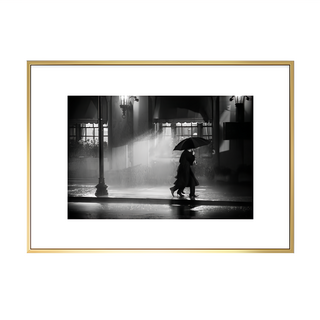 傘下儷人 掛畫 黑白攝影藝術, 金色
