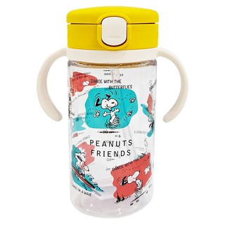 Richell 利其爾 史努比吸管水杯 320mL, 黃色, 1個