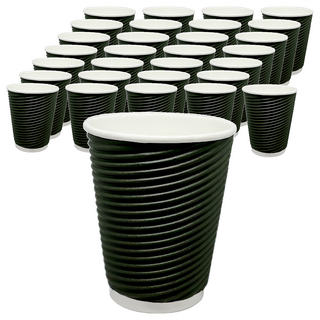 HJ 禾啟 瓦楞不燙杯 黑色 8oz, 25入, 20條