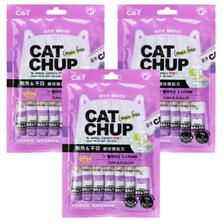 by CAT 喵洽普 CAT CHUP 貓咪肉泥 3個月以上, 鮪魚+干貝, 98g, 3袋