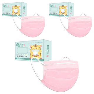 fuder 福德好罩 兒童平面醫療口罩 大童, 30片, 櫻花粉, 3盒