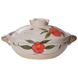 Royal Duke 有古窯 鋰輝石日式手繪山茶花土鍋 8號 2200ml, 24cm, 1個